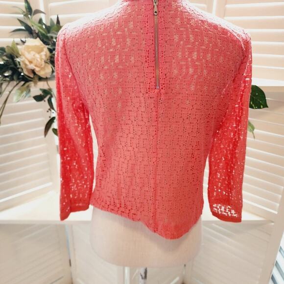 REBECCA MINKOFF CORAL SMALL ZIP BACK LINED LACE TOP - Picture 2 of 6
